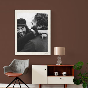 Moderne Minimalistische Hochzeitsfoto und Datum El Leinwanddruck