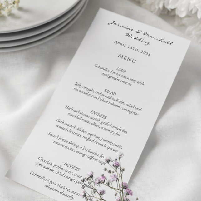 Moderne minimalistische Hochzeitskarte (modern casual the knot wedding menu card )