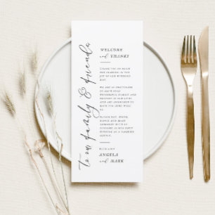 Moderne Minimalistische Hochzeitskarte Dankeschön Menükarte