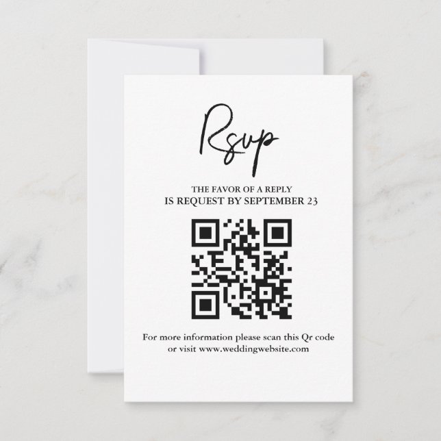Moderne Minimalistische Hochzeitskarte mit QR-Code RSVP Karte (Vorderseite)