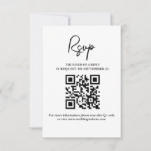 Moderne Minimalistische Hochzeitskarte mit QR-Code