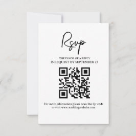 Moderne Minimalistische Hochzeitskarte mit QR-Code RSVP Karte