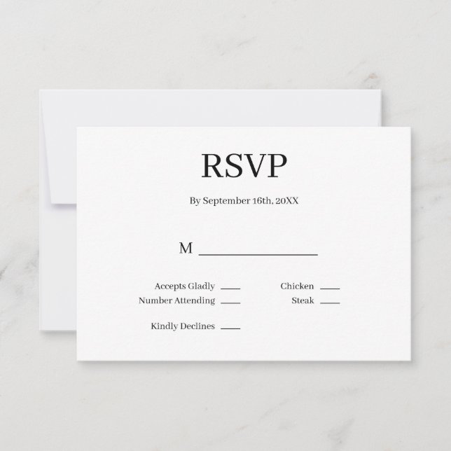 Moderne Minimalistische Hochzeitskarte RSVP Karte (Vorderseite)