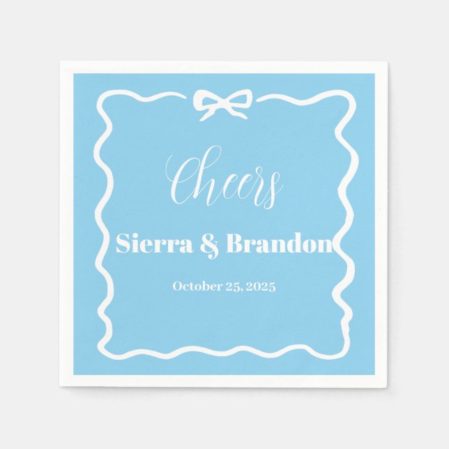 Moderne Minimalistische Hochzeitskins Blue Napkins Serviette (Vorderseite)