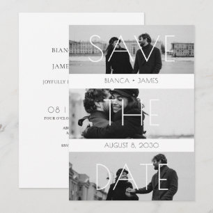 Moderne minimalistische Hochzeitsmomente Foto Save The Date