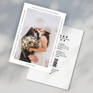 Moderne minimalistische Hochzeitsmonogramm Weiß Save The Date