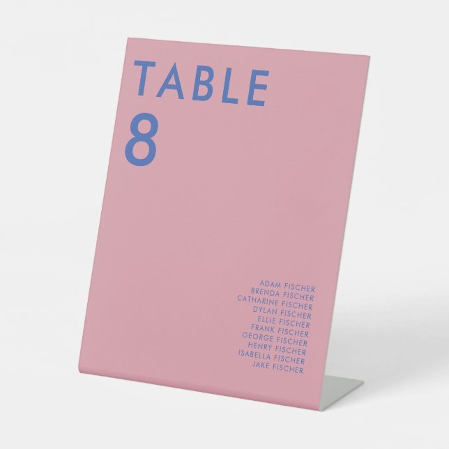 Moderne Minimalistische Hochzeitsszene Tischnummer Sockelschild (Vorderseite)