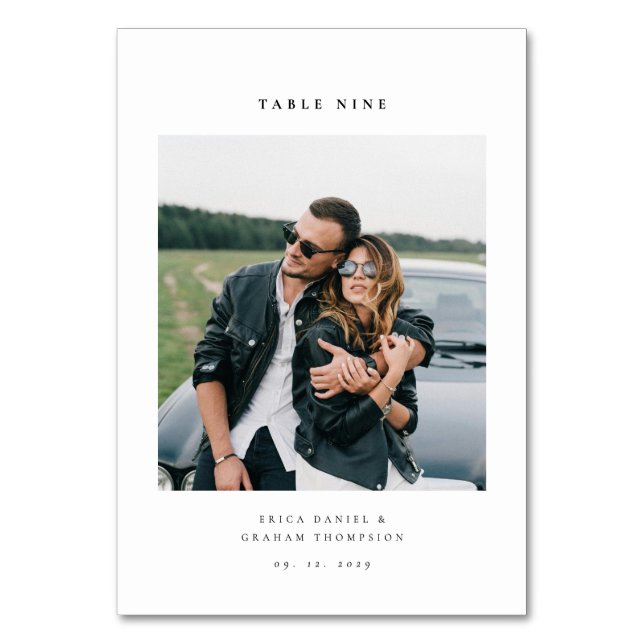 Moderne Minimalistische Hochzeitstisch-Nummer mit  Tischnummer (Vorderseite)