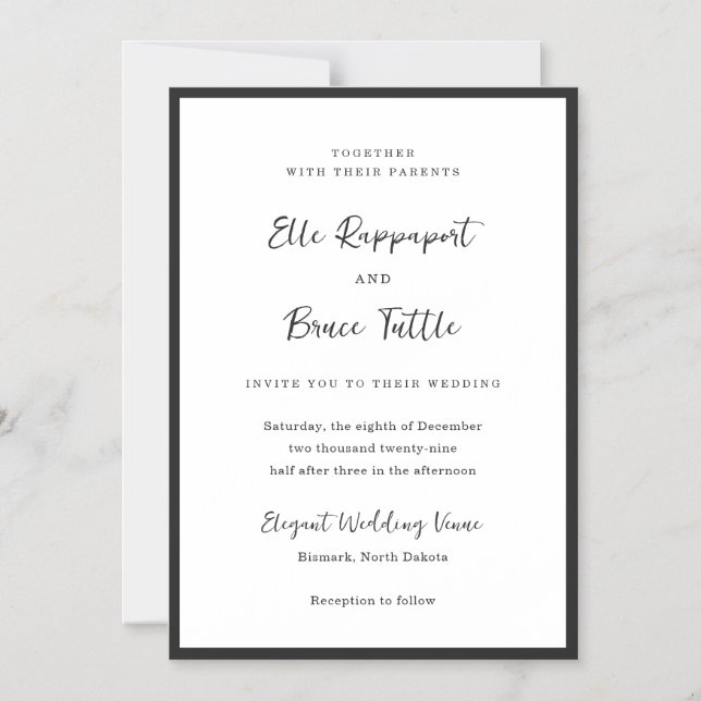 Moderne minimalistische Hochzeitstypografie Magneteinladung (Vorderseite)