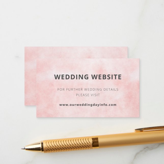 Moderne Minimalistische Hochzeitswebsite Peach Begleitkarte (Vorderseite/Rückseite Beispiel)