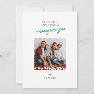 Moderne minimalistische Holiday Foto Card Wavy Bor Feiertagskarte