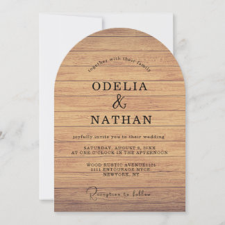 Moderne minimalistische hölzerne Textur-Hochzeit Einladung