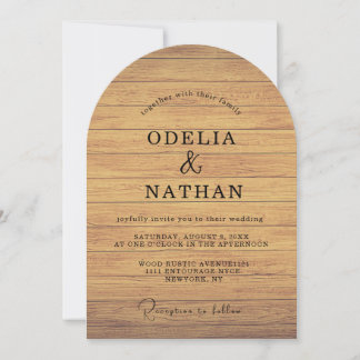 Moderne minimalistische Holztextur-Hochzeit Einladung