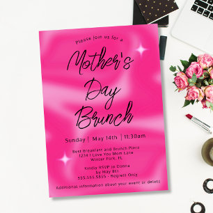 Moderne minimalistische Hot-Pink-Muttertags-Brunch Einladung