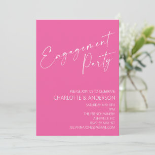 Moderne Minimalistische Hot-Pink-Script-Engagement Einladung
