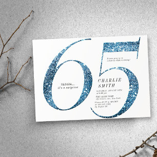 Moderne minimalistische Imitate Blau Glitzer 65. G Einladung