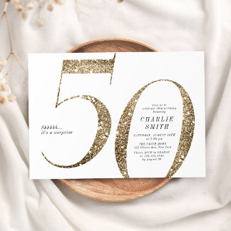 Moderne minimalistische Imitate Gold Glitzer 50. G Einladung