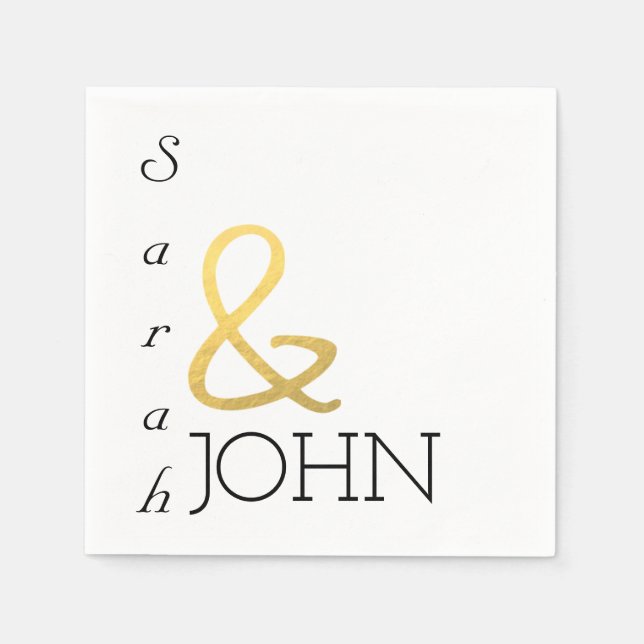 Moderne, minimalistische Imitate Goldhochzeit Serviette (Vorderseite)