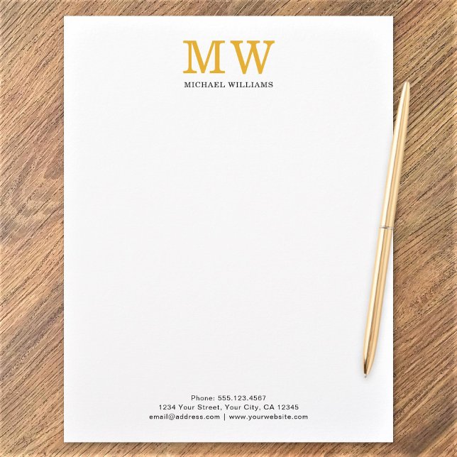 Moderne Minimalistische Initialen Elegantes Schwar Briefbogen (Von Creator hochgeladen)