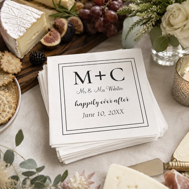 Moderne Minimalistische Initialen Hochzeit Serviette (Von Creator hochgeladen)