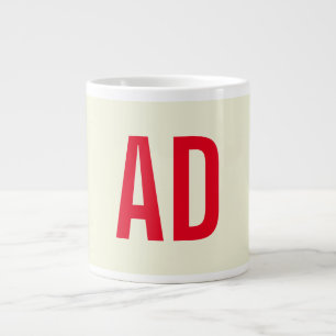 Moderne Minimalistische Initialen Rotes Monogramm  Jumbo-Tasse