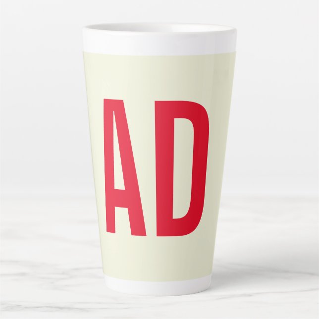 Moderne Minimalistische Initialen Rotes Monogramm  Milchtasse (Vorderseite)