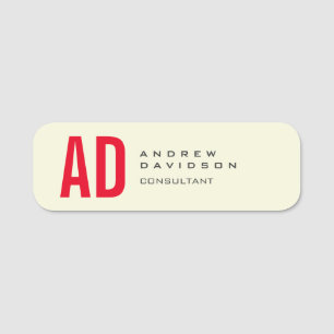 Moderne Minimalistische Initialen Rotes Monogramm Namensschild