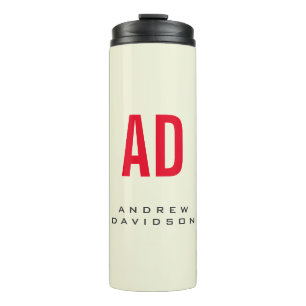 Moderne Minimalistische Initialen Rotes Monogramm  Thermosbecher