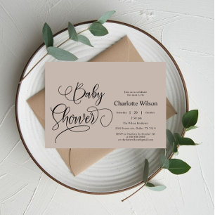 Moderne minimalistische Kalligrafie-Baby-Party-Ein Einladung