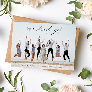 Moderne Minimalistische Kalligrafie-Foto-Hochzeit Ankündigung