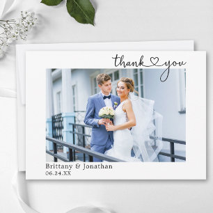 Moderne minimalistische Kalligrafie-Herz-Hochzeit Dankeskarte