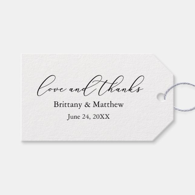 Moderne Minimalistische Kalligrafie Hochzeitsstimm Geschenkanhänger (Vorderseite (Horizontal))