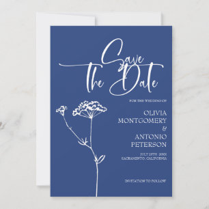Moderne minimalistische Kalligrafie Kobalt Hochzei Save The Date
