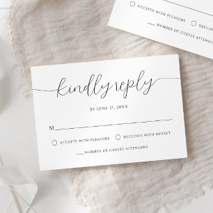 Moderne Minimalistische Kalligrafie Schwarz-weiße  RSVP Karte