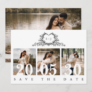 Moderne minimalistische Kalligrafie-Wappen-Monogra Save The Date