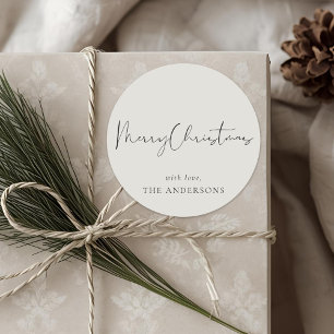 Moderne minimalistische Kalligrafie Weihnachten Runder Aufkleber