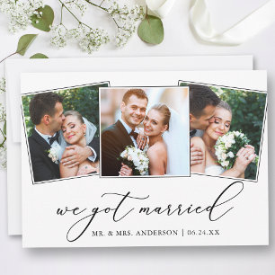 Moderne Minimalistische Kalligraphie 3 Fotos Hochz Ankündigung