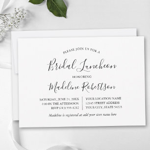 Moderne Minimalistische Kalligraphie Bridal Lunche Einladung