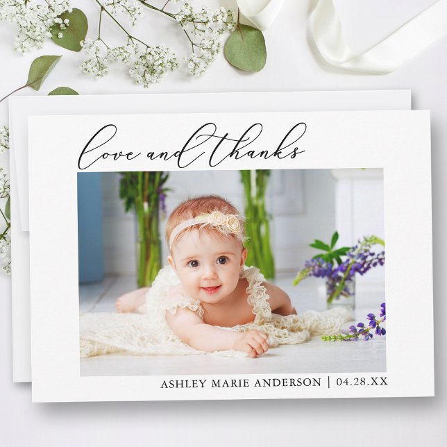 Moderne Minimalistische Kalligraphie-Liebe dank Ne Dankeskarte (Customize to change your personalized text size or text style.)