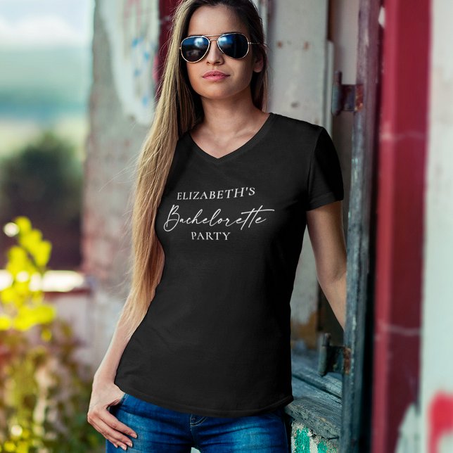 Moderne Minimalistische Kalligraphie Tinte Bachelo T-Shirt (Customize to change your personalized text size or text style. Many colors of shirts to choose from.)