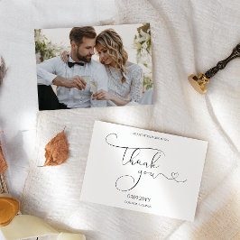 Moderne Minimalistische kalligraphische Hochzeitst Dankeskarte