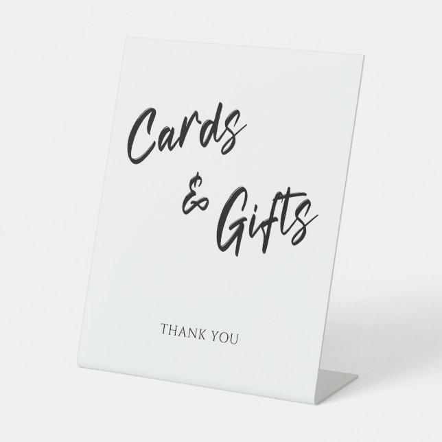 Moderne Minimalistische Karten und Geschenke Hochz Sockelschild (Vorderseite)