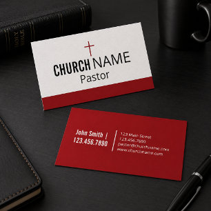 Moderne Minimalistische Kirchenkreuz Rot Visitenkarte
