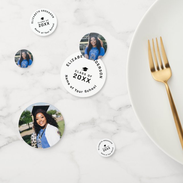 Moderne Minimalistische Klasse 2024 Abschluss Foto Konfetti (Gruppe)