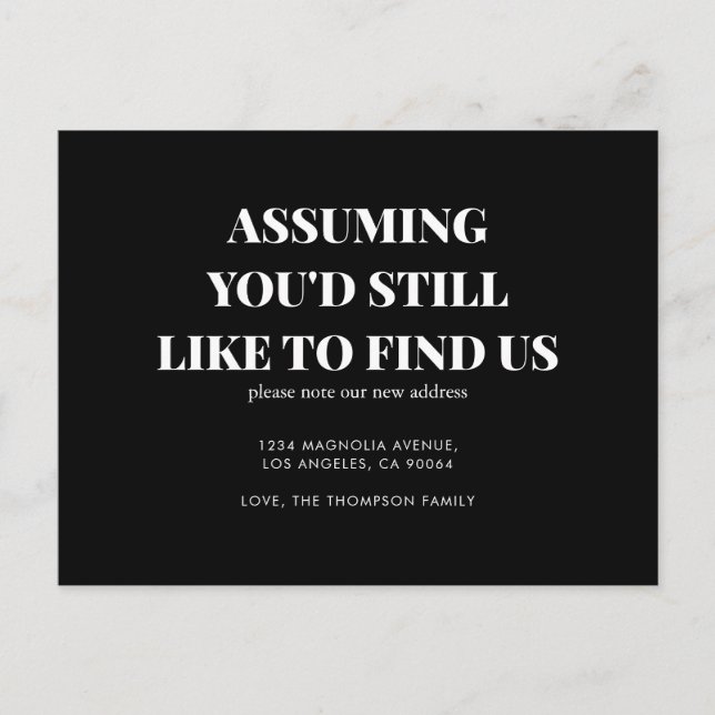 Moderne Minimalistische klassische Typografie Schw Ankündigungspostkarte (Vorderseite)