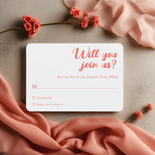 Moderne minimalistische korallenrosa Hochzeits-RSV RSVP Karte