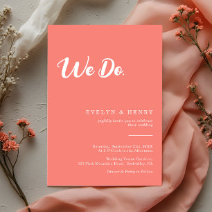 Moderne Minimalistische Korallenrosa Wir Heiraten Einladung