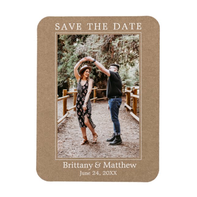 Moderne Minimalistische Kraft Save the Date Magnet (Vertikal)