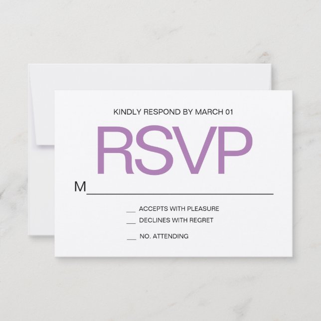 Moderne Minimalistische Kraft UAWG Wedding Respons RSVP Karte (Vorderseite)