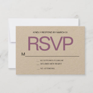 Moderne Minimalistische Kraft UAWG Wedding Respons RSVP Karte